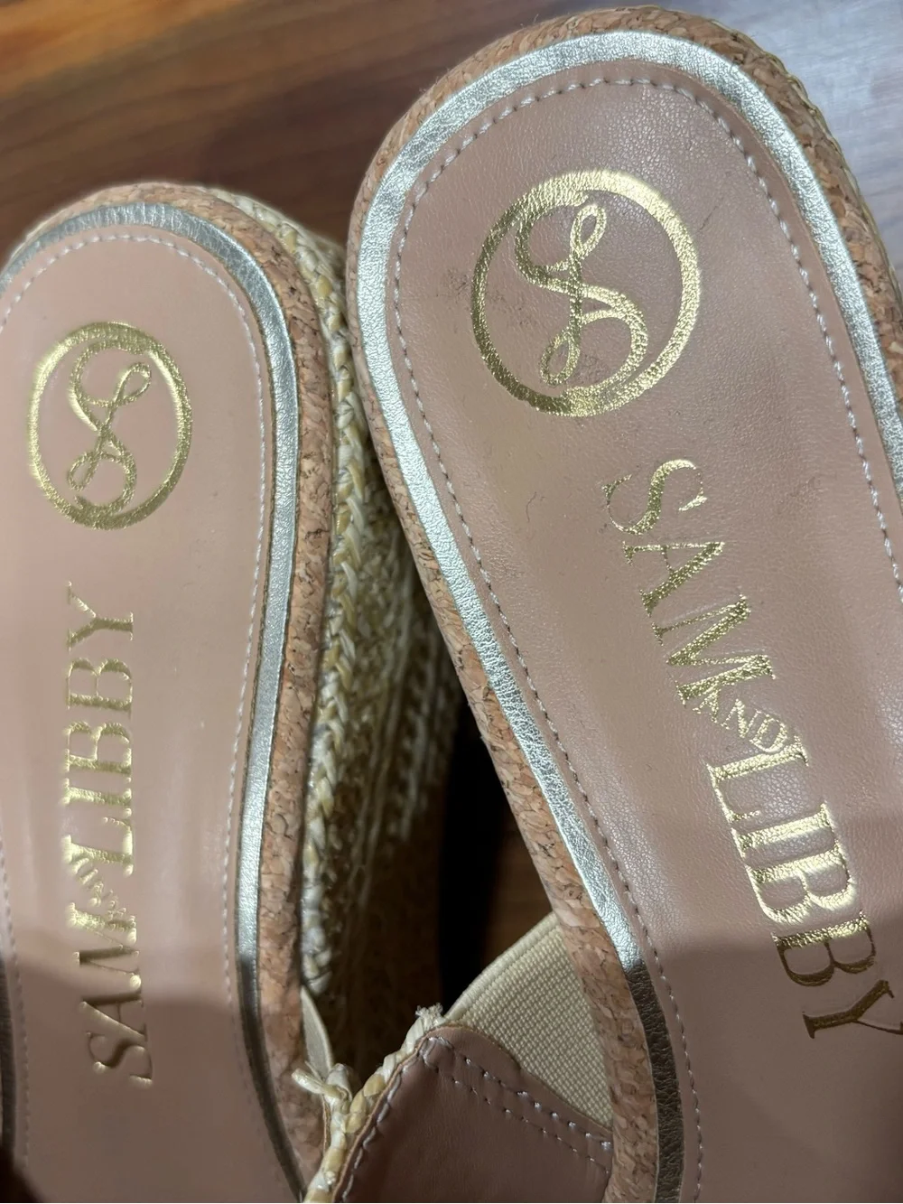 Sam & Libby Crysta Raffia Platform Sandals Cyprus Size 8